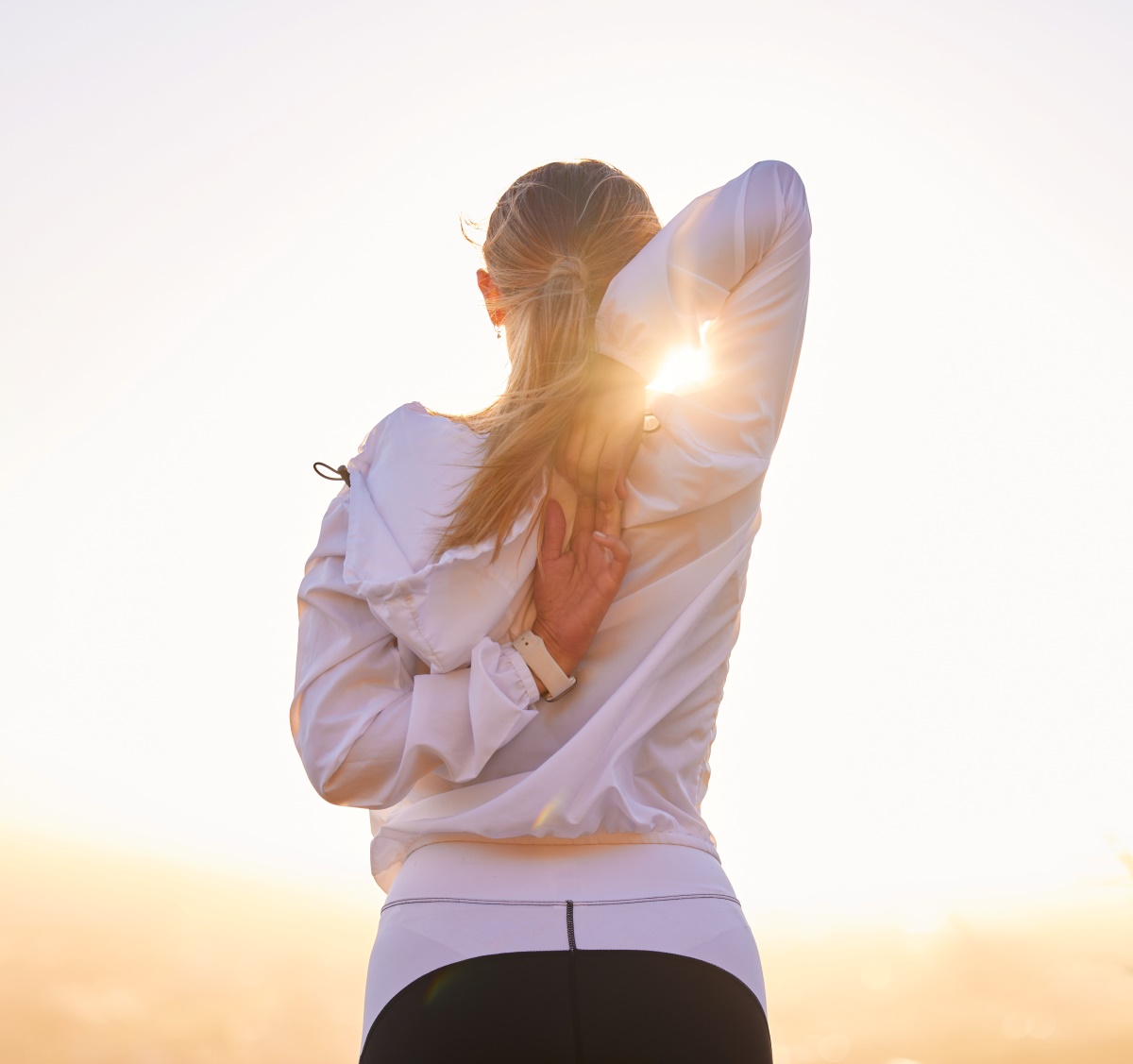 fitness-stretching-and-woman-exercise-at-sunset, will need treatment for Melasma in Waterloo